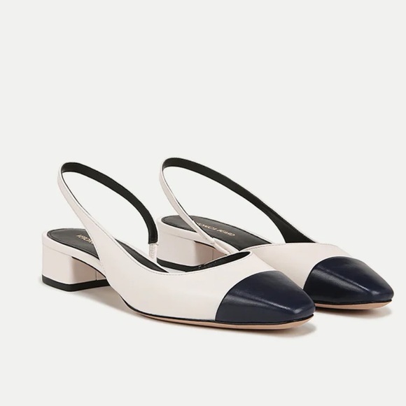 Veronica Beard Cecile Leather Cap-Toe Slingback Heels - Picture 1 of 11